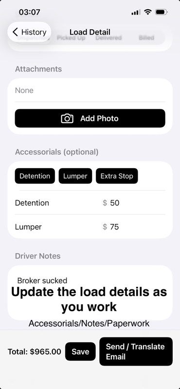 a4o_io's tweet photo. looking for a few carriers to test Carrier Finances v2 by https://t.co/WYSqDHcSaR. 

its a free iPhone app for tracking loads and generating billing emails. built for real-world not dispatch software theory.

if you're running freight and open to trying, DM me. link in reply. https://t.co/a3y25WXqLP