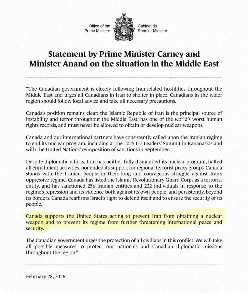PM Carney, I voted for you so I expect an explanation for this. <a href="/MarkJCarney/">Mark Carney</a> <a href="/liberal_party/">Liberal Party</a> <a href="/LiberalQuebec/">Parti libéral du Québec</a> #Iran #IsraelIranWar #Israel #Tehran