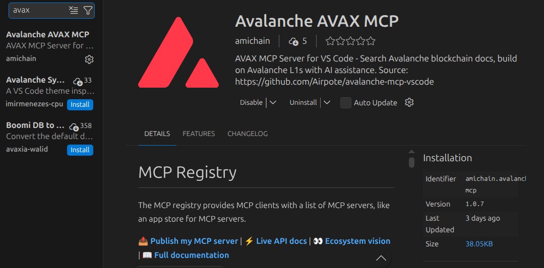 amichainORG's tweet photo. We have released a VS code extension to make your dev AI agent smarter with all @avax  dev knowledge! https://t.co/r5d23Wv070