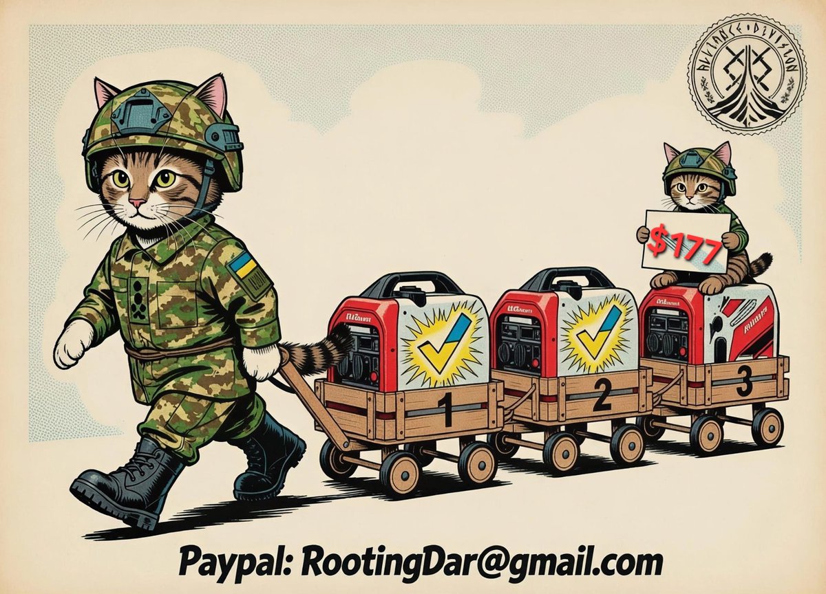 Aaand $177 is left to collect to finish fundraiser for 3 inverter generators for 𝕥𝕙𝕖 𝔸𝕝𝕝𝕚𝕒𝕟𝕔𝕖 𝔻𝕚𝕧𝕚𝕤𝕚𝕠𝕟. 

🎯$177
ℙ𝕒𝕪𝕡𝕒𝕝: RootingDar@gmail.com