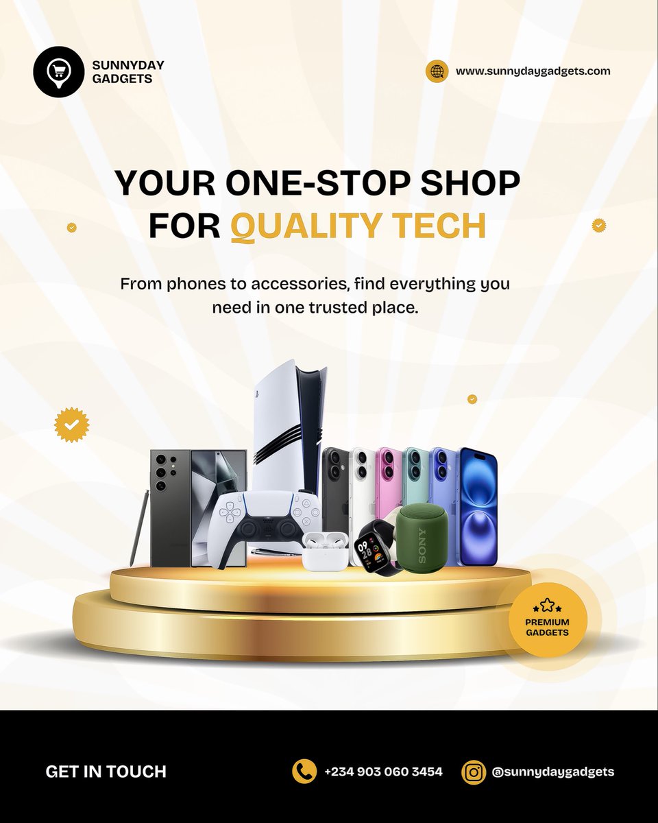 Sunnydaygadgets's tweet photo. Everything tech, all in one spot! From powerful smartphones to must-have accessories, Sunnyday  Gadgets has you covered. Don’t miss out! https://t.co/yZvxhZh7Rx