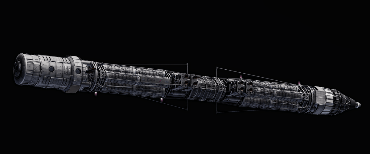 To balance the futuristic clarketechy ISV out, I present DSELV-2 Dzhanibekov. It's a VASIMR-powered interplanetary ship made for short Earth-Mars transfers and first crewed flyby missions to Jupiter and Saturn.

At 162 tons and 33 meters of length, it can be single-launched.
