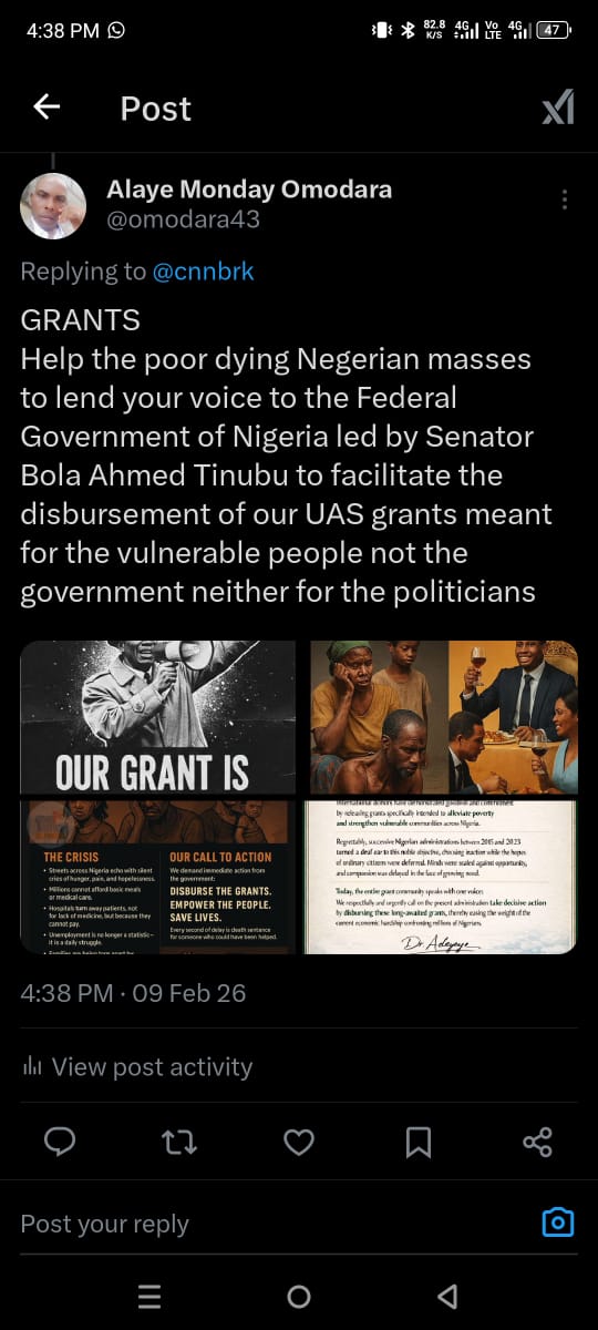 GGfdm39195's tweet photo. @WhiteHouse @realDonaldTrump 
@IsraeliPM
@worldbank 
@Tedcruz
@RileyMooreWV
@UNHumanright 
@AfricanUnion 
@CNN 
@BBCNews 
@EUREN 
@EmmanuelMacron 
@washingtonpost 
@presidentputin
@USA
@Keir_Starmer 
@POTUS 
@UN
@IMF 
@CIA
@FBI 
@IsraelMFA
@channelstv

#disburse our Grant now... https://t.co/vXe07LBB44