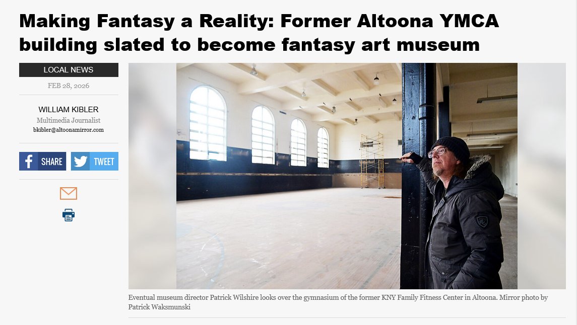 An Australia native who lives in London has purchased the vacant former Altoona YMCA on Lexington Avenue so he can turn it into a museum for fantasy and imaginative art, using his own 15,000-piece collection to form the core of the museum’s holdings.
🔗tinyurl.com/yhtz4bk6