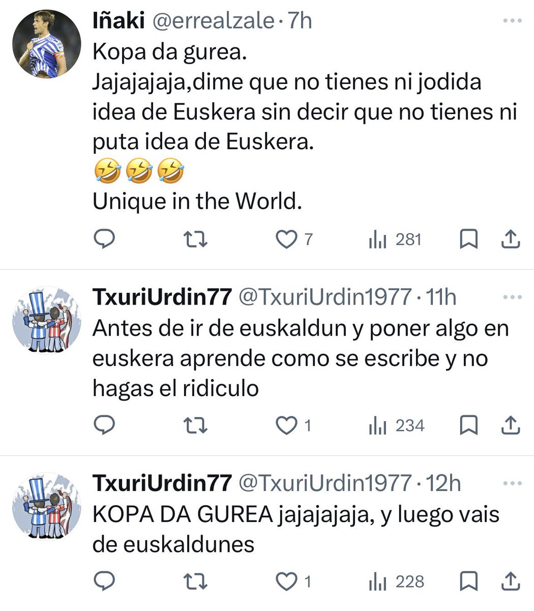 inakigaldosira's tweet photo. (Ustez) euskaraz esaldi bat gaizki idatzi duenari  barreak, trufak, isekak… baina, hori bai,  espainolez. https://t.co/YOrlym4ups