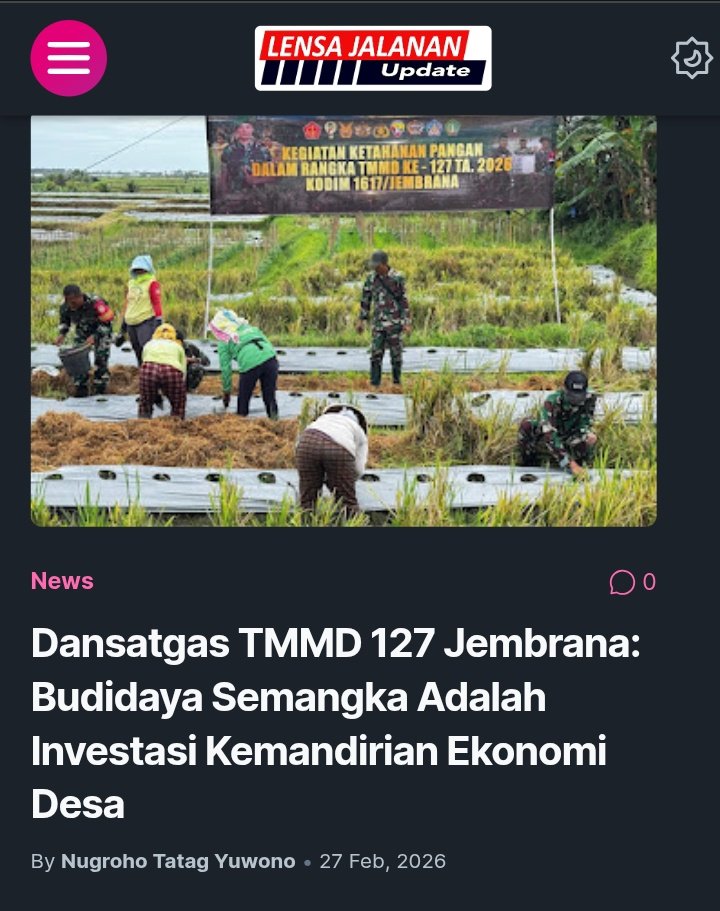lensakomando's tweet photo. @HeloJatim @tataggianyar @bnewsnet @lintasbatasnews @tribunusgroup @PedulirakyatCom @indonesianaweb Dansatgas TMMD 127 Jembrana: Budidaya Semangka Adalah Investasi Kemandirian Ekonomi Desa
https://t.co/kYul5z9mOO https://t.co/lyeWmmycCO