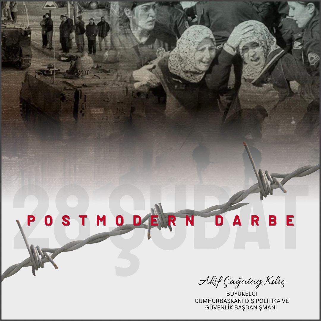 Toplumsal hafızamızda derin izler bırakan ve demokrasi tarihimize kara bir leke olarak geçen 28 Şubat “postmodern darbe”sinin yıl dönümünde; inancımıza, millî iradeye ve özgürlüklerimize yöneltilen baskıların acı hatıraları hafızalarımızdaki yerini korumaktadır.

Aziz milletimiz,