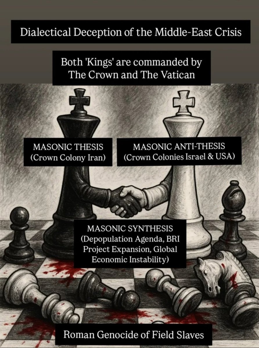 ShounakSinhaRay's tweet photo. Iran is commanded by the SCFR.
Israel is commanded by the ICFR. 
USA is commanded by the CFR.
(Graphics by me)

The Middle-East Crisis currently unfolding is fully controlled by the Roman Empire (via The Crown and The Vatican). 

@dippydappyduck  @doubleDutchquak https://t.co/y9EKjPGGZG