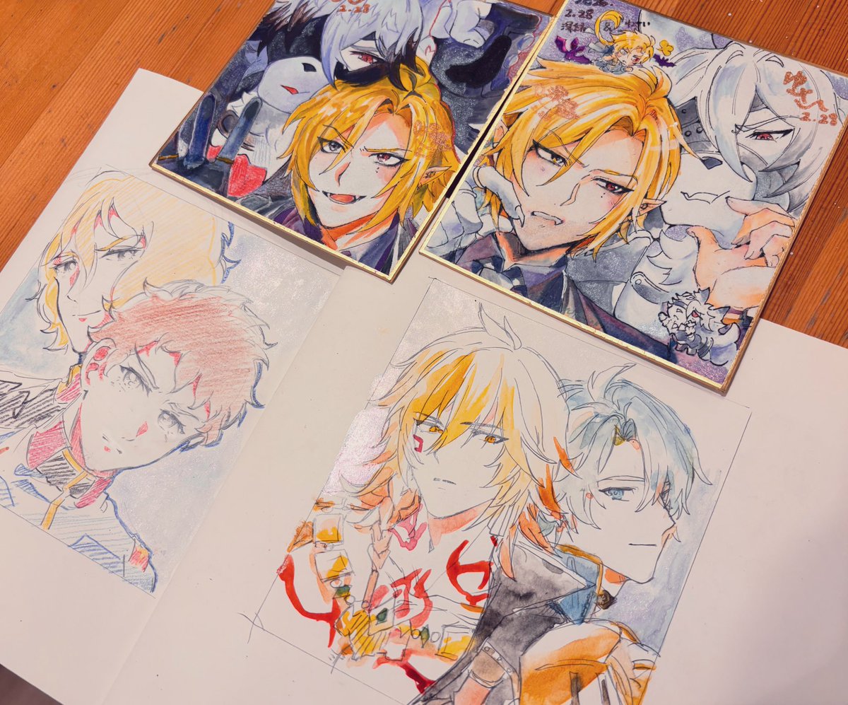 ゆさいちゃんとお絵描きカフェで色紙交換してきた🎶(🐺作画ゆさい