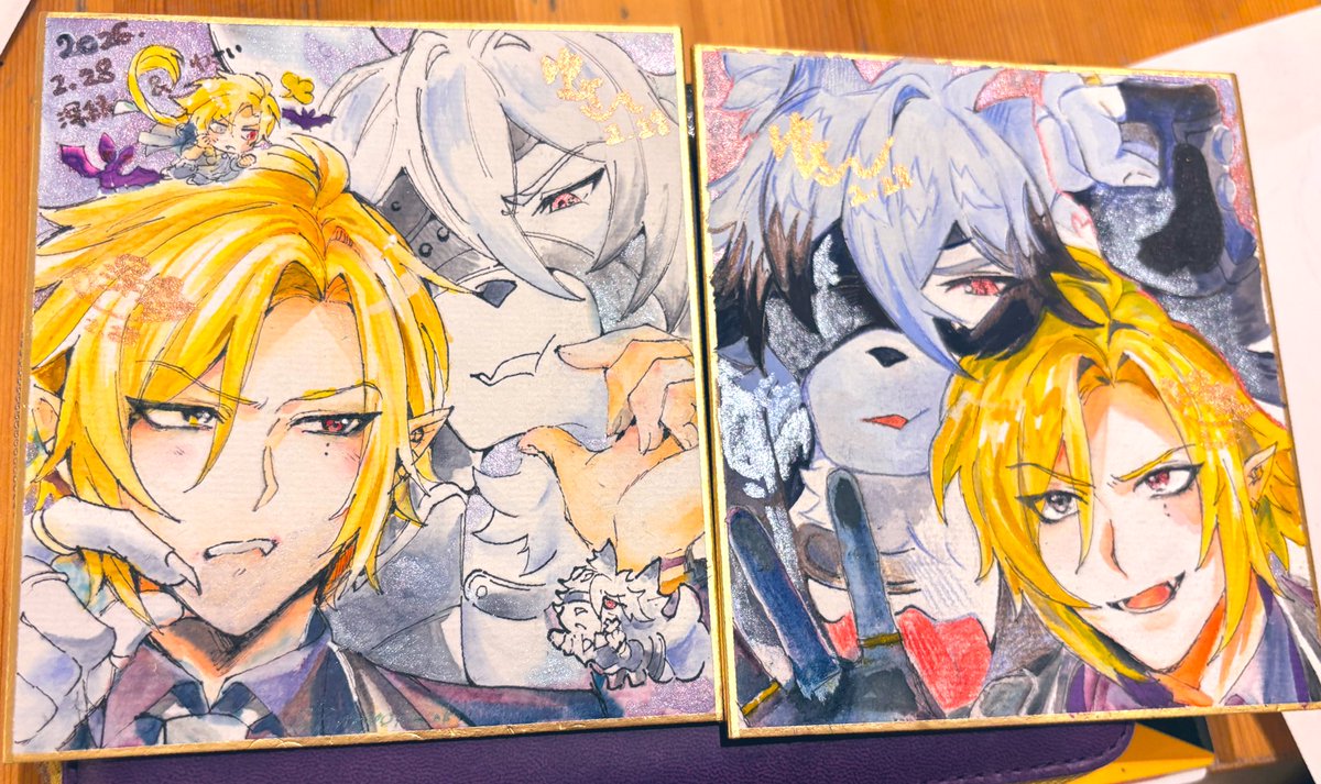 ゆさいちゃんとお絵描きカフェで色紙交換してきた🎶(🐺作画ゆさい