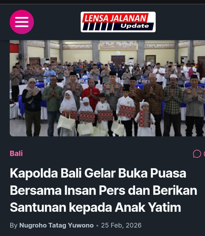 lensakomando's tweet photo. @HeloJatim @tataggianyar @bnewsnet @lintasbatasnews @tribunusgroup @PedulirakyatCom @indonesianaweb Kapolda Bali Gelar Buka Puasa Bersama Insan Pers dan Berikan Santunan kepada Anak Yatim

https://t.co/leED5hqOyl https://t.co/nRzVLrfWHv