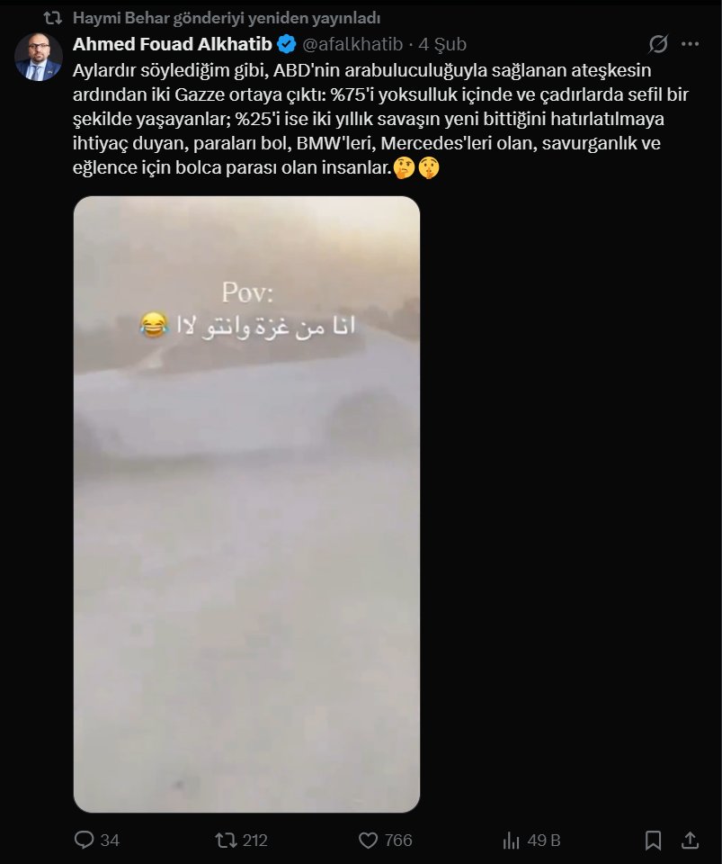hammadnuman18's tweet photo. İÇİMİZDEKİ SİYONİST ETKİ AJANI: HAYMİ BEHAR @HaymiBehar (flood)

Açık kaynak bilgilerine göre tam adı Vedat Haymi Behar olan bu ABD-İsrail uşağı siyonist şahıs, sosyal medya paylaşımlarıyla sistemli bir algı ve manipülasyon faaliyeti yürütmektedir. Yanıltıcı bilgileri aleni biçimde yayarak İsrail’in işlediği soykırım suçunu meşrulaştırmaya çalışmakta, Gazze halkına yönelik asılsız ithamlarda bulunmaktadır.

Ayrıca Filistin Özel Raportörü Francesca Albanese hakkında montaj sahte ve yalan içerikler paylaşarak istifa baskısı oluşturmayı hedefleyen imza kampanyalarını dolaşıma sokmakta, Kemal Advan Hastanesi Başhekimi Dr. Hüssam Ebu Safia’yı hedef gösteren ve hukuksuz şekilde esir alınmasını meşru göstermeye çalışan paylaşımlar yapmaktadır.

İRAN SOKAK EYLEMLERİNE TEŞVİK

İran’da sokak eylemlerinin başladığı ilk günden bu yana, başta Mossad olmak üzere küresel siyonist çevrelerin İran’daki meşru rejimin zayıflatılması amacıyla ajanlık ve beşinci kol faaliyetleri yürüttüğü görülmektedir. Söz konusu siyonist şahıs da kendi imkanları ölçüsünde bu faaliyetlerin bir parçası gibi hareket etmekte; sosyal medya paylaşımlarıyla sistematik biçimde İran’daki meşru yönetimi hedef almakta ve sokak eylemlerini tahrik ile teşvik eden içerikler dolaşıma sokmaktadır.

Ülkemizden, başka bir ülkedeki iç karışıklığı körüklemeye dönük paylaşımlar yapan ve Gazze’deki soykırımı meşrulaştırmaya çalışan bu kişi hakkında gerekli yasal ve hukuki süreçlerin başlatılması gerekmektedir. Türkiye, komşu ülkelerin istikrarsızlaştırılması için kullanılacak bir ülke değildir.
+++