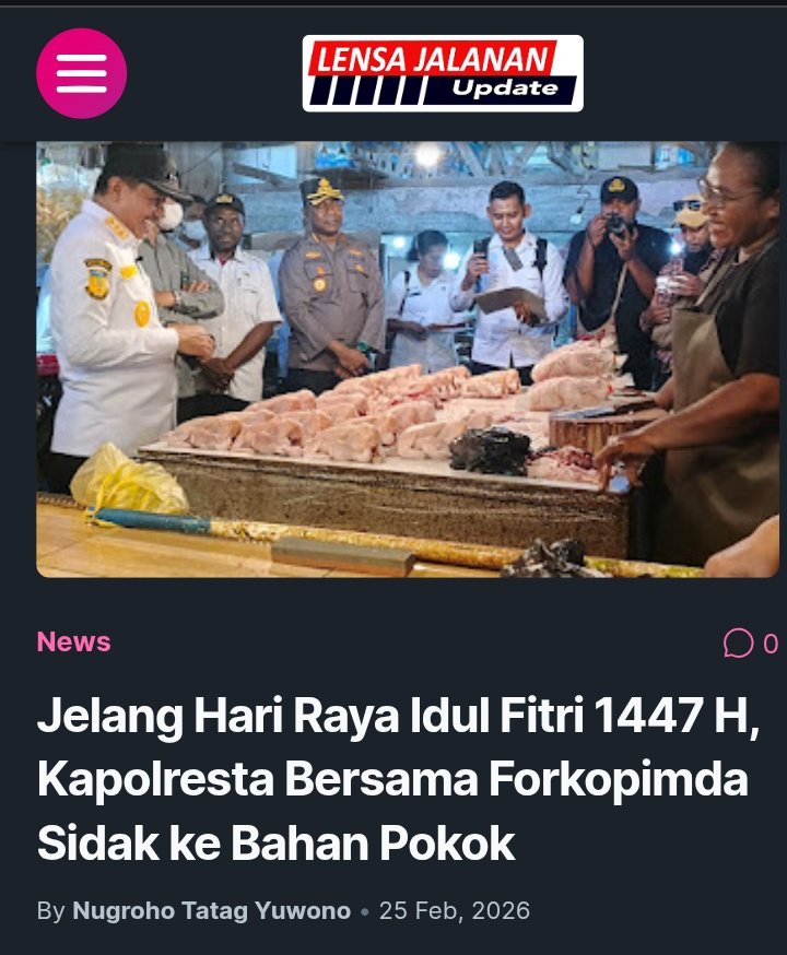 lensakomando's tweet photo. @HeloJatim @tataggianyar @bnewsnet @lintasbatasnews @tribunusgroup @PedulirakyatCom @indonesianaweb Jelang Hari Raya Idul Fitri 1447 H, Kapolresta Bersama Forkopimda Sidak ke Bahan Pokok
https://t.co/rKdi68aLXR https://t.co/s48eVbcmdt