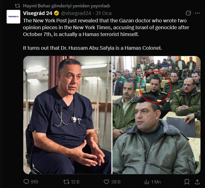 hammadnuman18's tweet photo. İÇİMİZDEKİ SİYONİST ETKİ AJANI: HAYMİ BEHAR @HaymiBehar (flood)

Açık kaynak bilgilerine göre tam adı Vedat Haymi Behar olan bu ABD-İsrail uşağı siyonist şahıs, sosyal medya paylaşımlarıyla sistemli bir algı ve manipülasyon faaliyeti yürütmektedir. Yanıltıcı bilgileri aleni biçimde yayarak İsrail’in işlediği soykırım suçunu meşrulaştırmaya çalışmakta, Gazze halkına yönelik asılsız ithamlarda bulunmaktadır.

Ayrıca Filistin Özel Raportörü Francesca Albanese hakkında montaj sahte ve yalan içerikler paylaşarak istifa baskısı oluşturmayı hedefleyen imza kampanyalarını dolaşıma sokmakta, Kemal Advan Hastanesi Başhekimi Dr. Hüssam Ebu Safia’yı hedef gösteren ve hukuksuz şekilde esir alınmasını meşru göstermeye çalışan paylaşımlar yapmaktadır.

İRAN SOKAK EYLEMLERİNE TEŞVİK

İran’da sokak eylemlerinin başladığı ilk günden bu yana, başta Mossad olmak üzere küresel siyonist çevrelerin İran’daki meşru rejimin zayıflatılması amacıyla ajanlık ve beşinci kol faaliyetleri yürüttüğü görülmektedir. Söz konusu siyonist şahıs da kendi imkanları ölçüsünde bu faaliyetlerin bir parçası gibi hareket etmekte; sosyal medya paylaşımlarıyla sistematik biçimde İran’daki meşru yönetimi hedef almakta ve sokak eylemlerini tahrik ile teşvik eden içerikler dolaşıma sokmaktadır.

Ülkemizden, başka bir ülkedeki iç karışıklığı körüklemeye dönük paylaşımlar yapan ve Gazze’deki soykırımı meşrulaştırmaya çalışan bu kişi hakkında gerekli yasal ve hukuki süreçlerin başlatılması gerekmektedir. Türkiye, komşu ülkelerin istikrarsızlaştırılması için kullanılacak bir ülke değildir.
+++