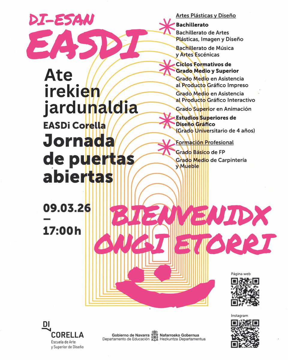 korellakoerbia's tweet image. 👀Di EASDI esan
🦦Jornada de Puertas Abiertas Curso 26-27
📅Martxoak 9 Marzo | 17:00 
#corella #navarra #nafarroa