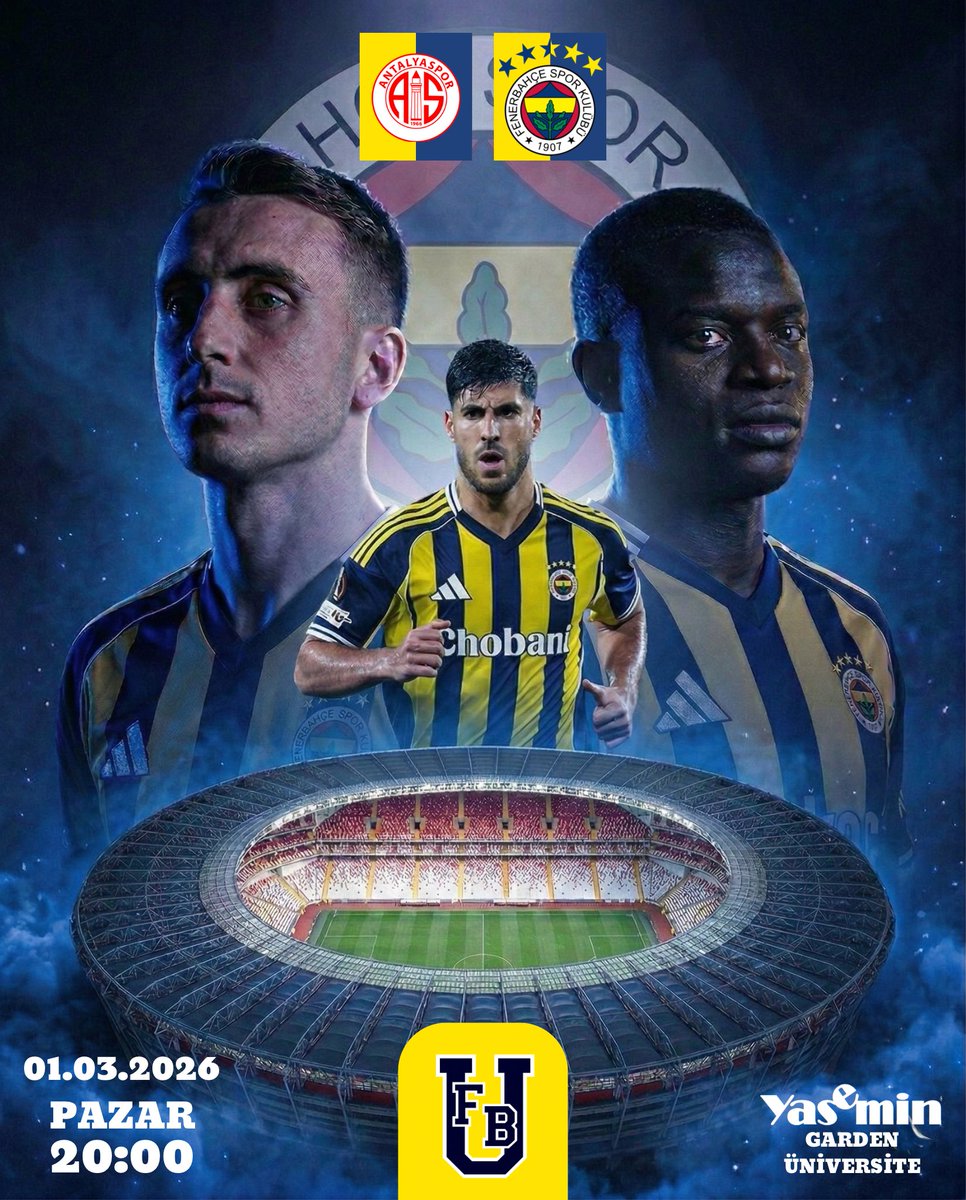1907 ÜNİFEB Mersin Üniversitesi örgütlenmesi olarak Antalyaspor-Fenerbahçe maçını Yasemin Garden Üniversite’de izliyoruz. Tüm Fenerbahçeli arkadaşlarımızı bekliyoruz.