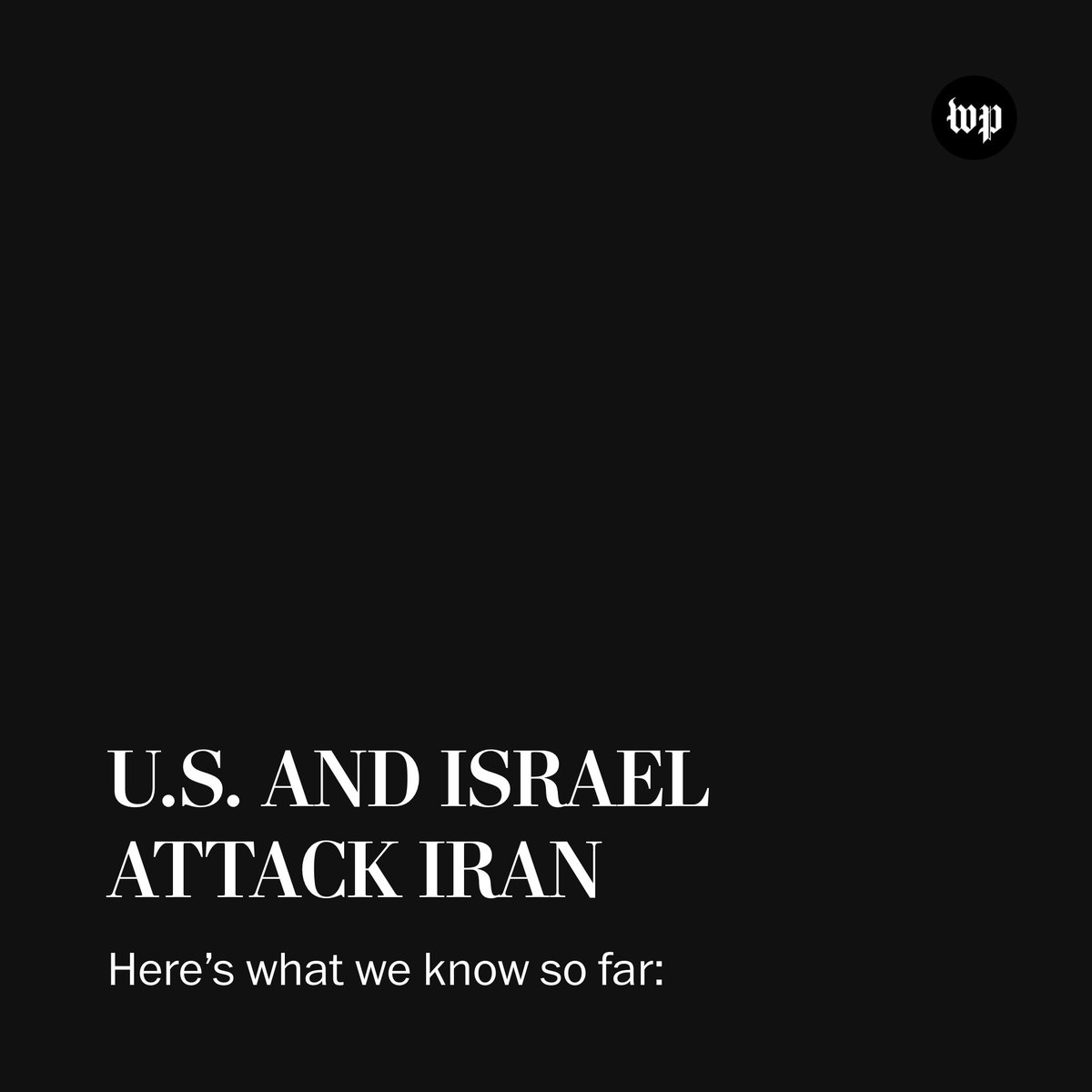 washingtonpost's tweet photo. The United States and Israel launched strikes on Iran as President Trump announced “major combat operations,” vowing to decimate Tehran’s military and fuel a change in government.

Here’s what we know so far: https://t.co/jZ2YxrKcDg https://t.co/d0lvQZYnCT