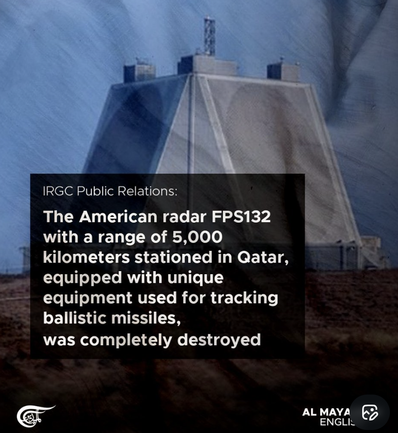 Neo-Caligula is apoplectic. 

Had to cancel his Mission Accomplished rant. 

His regime change "strategy" miserably failed. 

The Pentagon's $1.1 billion radar in Qatar has been turned to dust. 

Iran is hitting hard all across the Gulf. 

And has not even gone hypersonic.