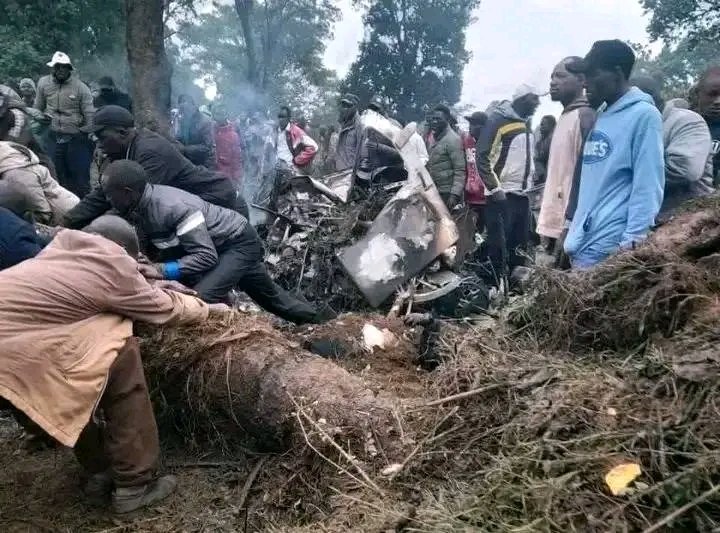 reubenkyuli's tweet photo. So tragic.
The helicopter had to make an emergency landing at Chepkieb in Mosop, Nandi County because of intense rainfall. After the weather improved, the pilot attempted to take off again, but unfortunately the aircraft hit a tree and crashed, resulting in a fatal accident. https://t.co/6YZJBXp2tz