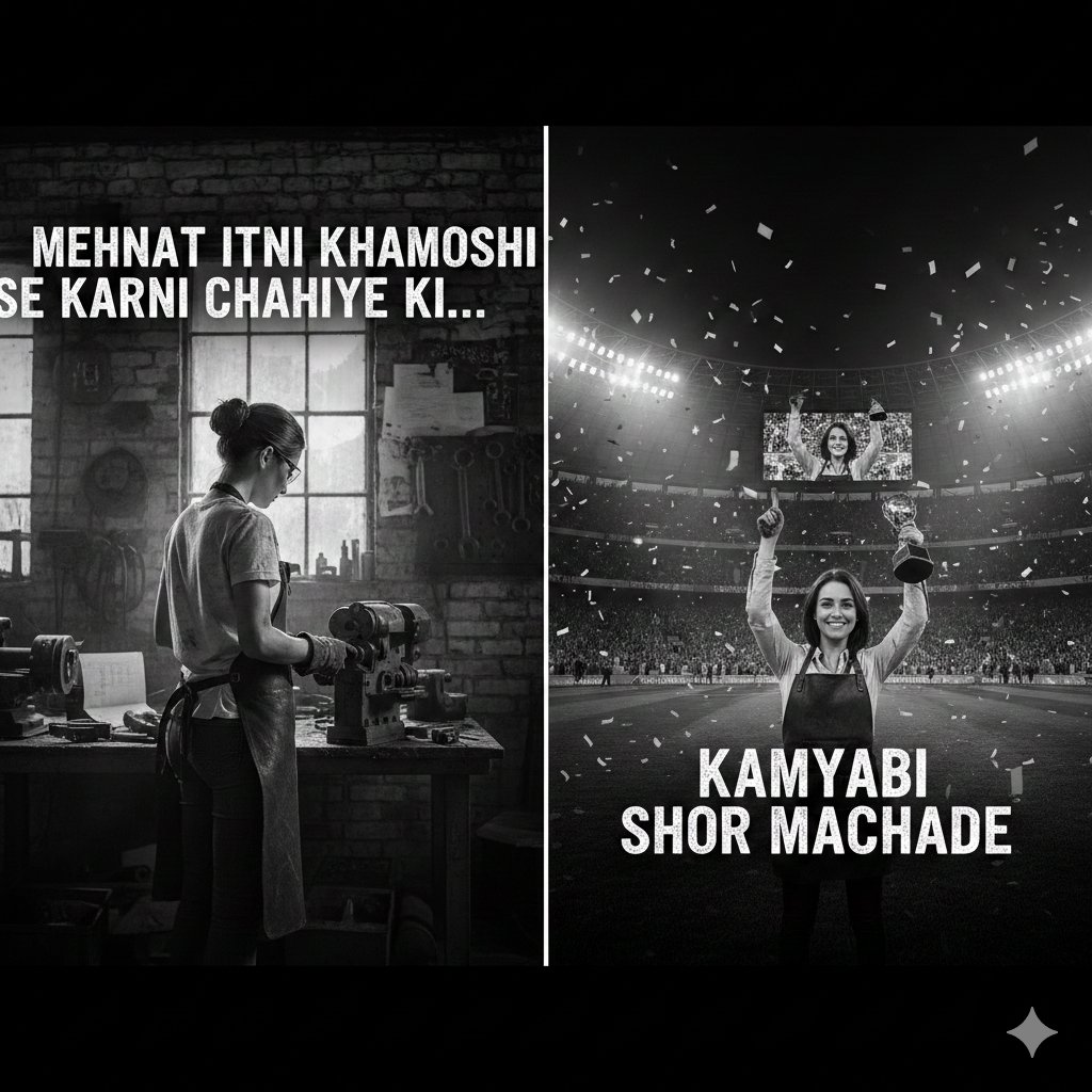 Mehnat itni khamoshi se karni chahiye ki
Kamyabi shor Machade .....