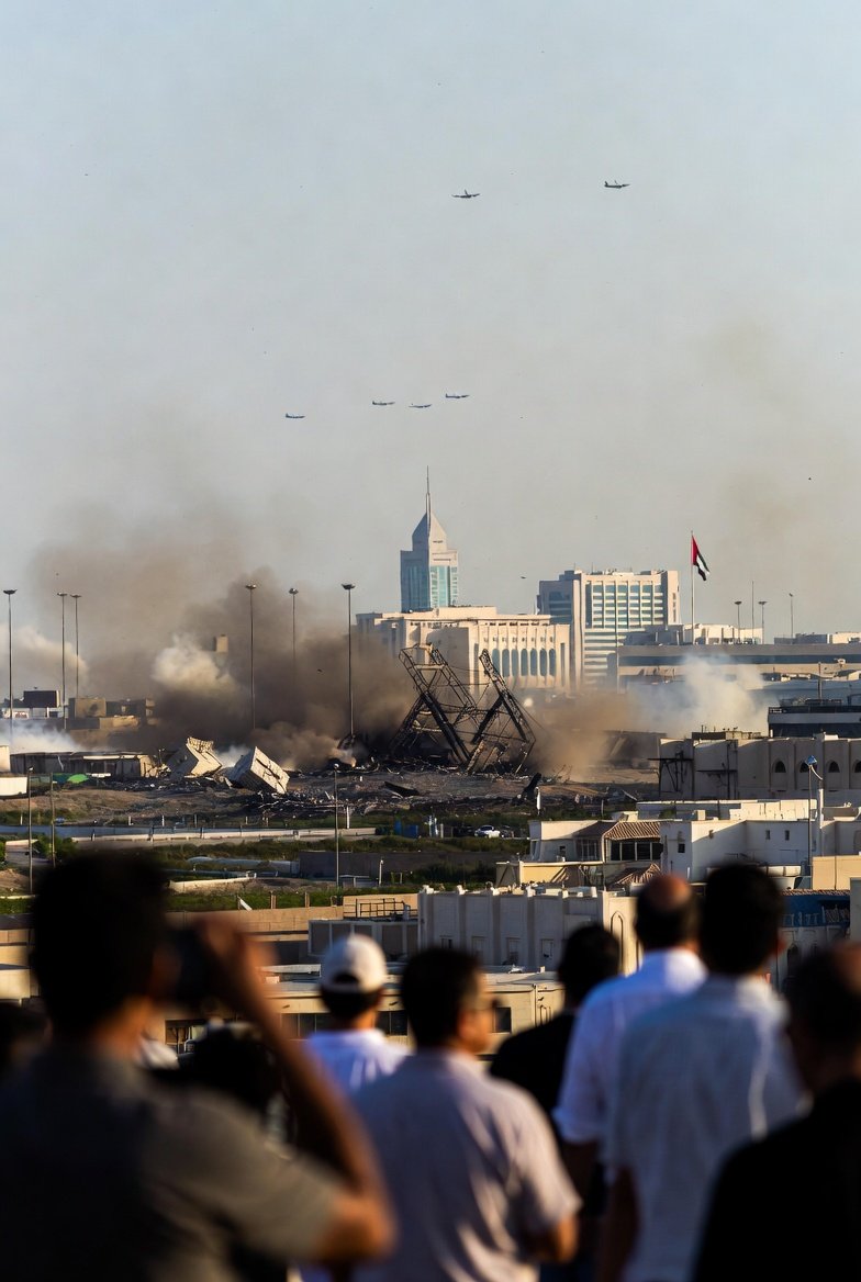 hs_bhatti5128's tweet photo. #US #airbases in #UAE hit by Iranian missiles — civilians in Dubai/Abu Dhabi hearing explosions, flights diverted.
#War is never far when #superpowers clash in the Gulf.
Will #diplomacy kick in this time, or are we heading toward more chaos?
#IranAttack #GulfTensions #PeaceNeeded https://t.co/otKgMxD4x6