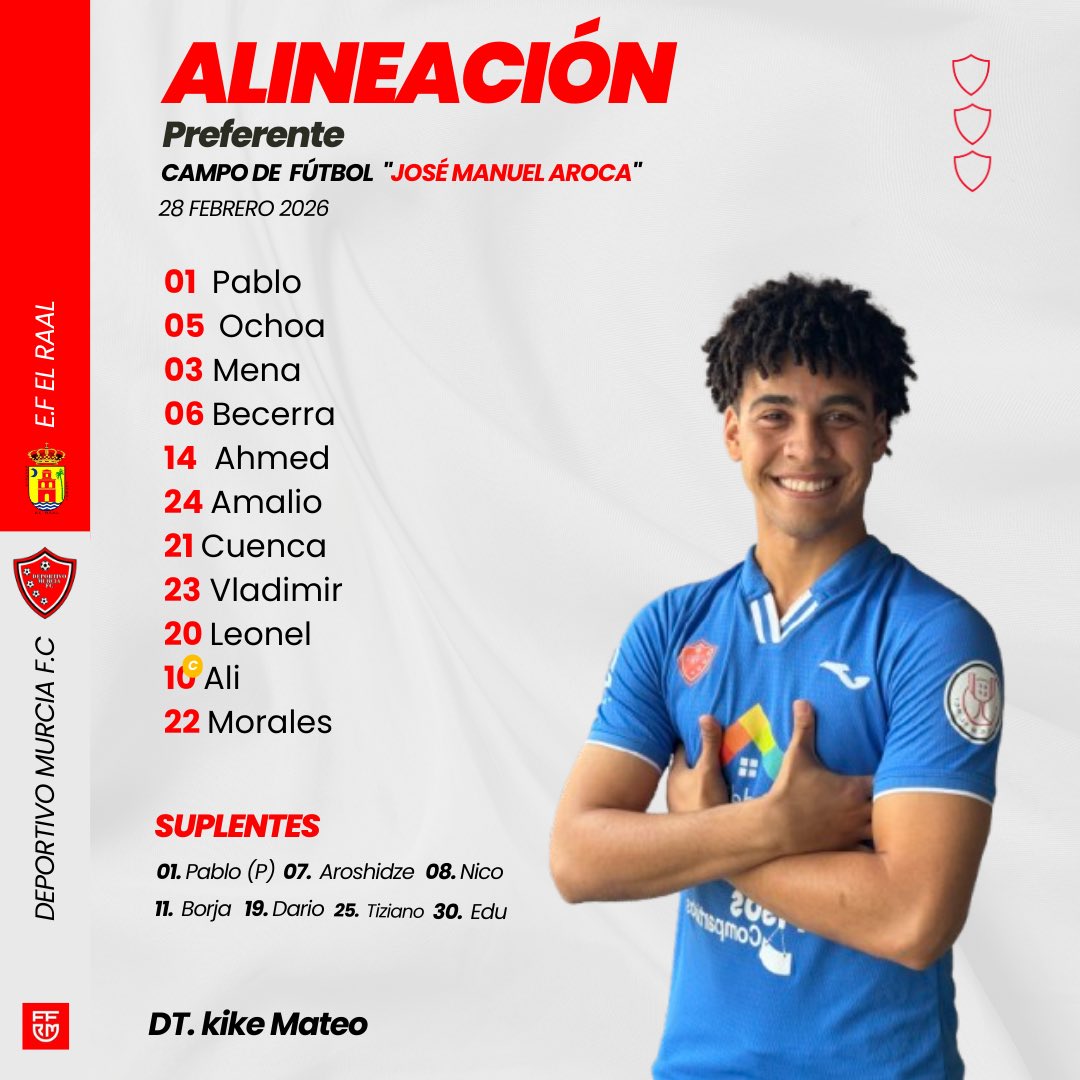 XI Inicial contra <a href="/ef_raal/">EF El Raal</a> en la jornada 24 en el campo de Corvera 

<a href="/Nacional10x/">PreferenteAUT</a> <a href="/treceraG13/">Trecera.com ⚽️</a>