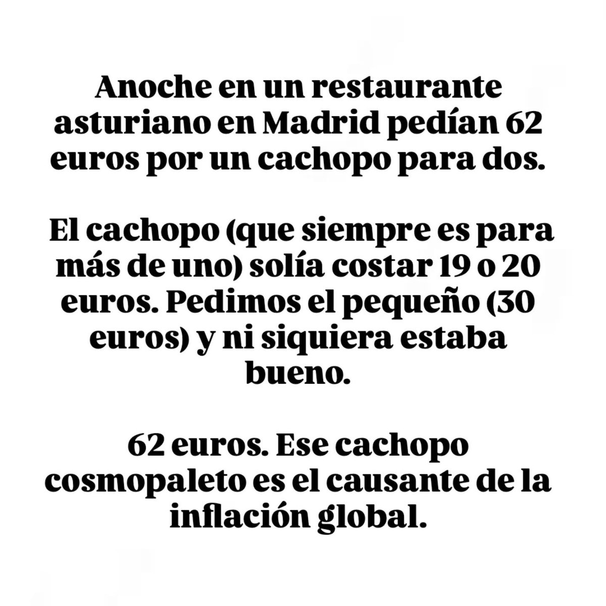 Ni ETA se atrevió a tanto. Es de fusilamiento en tapia trasera. 

El buen nombre de Asturias, arrastrado por cuatreros de la hostelería y por gente que no sabe comer.
