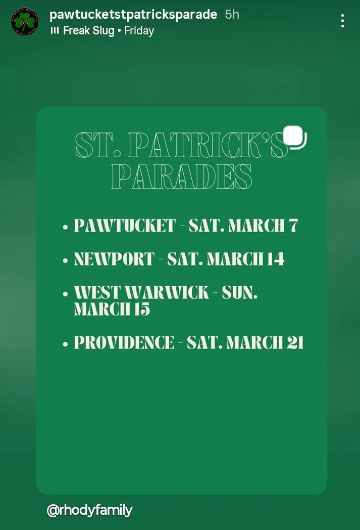 #RhodeIsland March #StPatricksDay parade schedule☘️