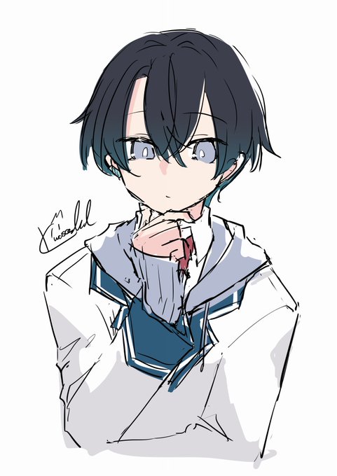 上水流くんの思考時ポーズ 