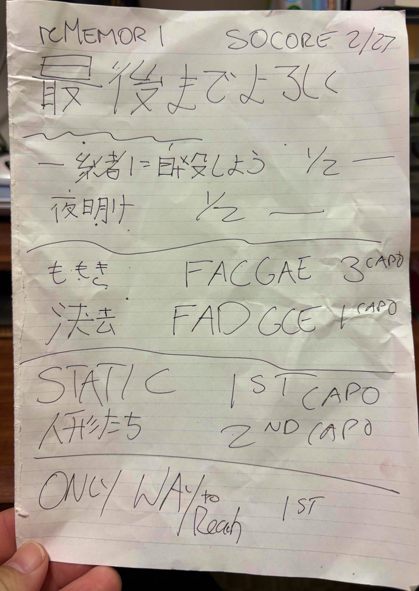 昨日のLIVE後にいただいたのセットリスト！！(*•̀ᴗ•́*)👍

#reMEMORI