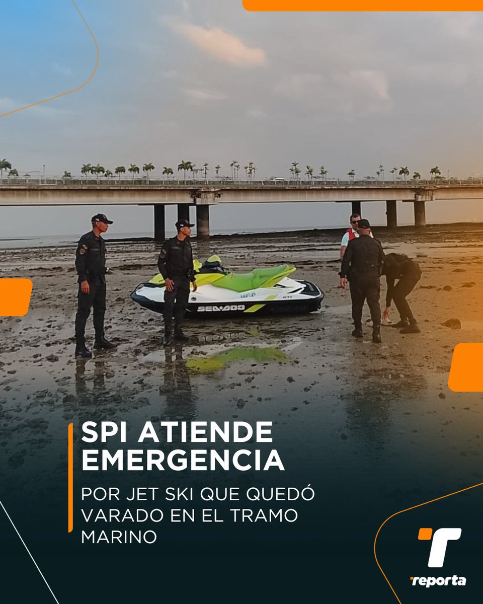 TReporta's tweet photo. El Servicio de Protección Institucional informó que en horas de la tarde de ayer un jet ski marca Sea-Doo GTI quedó varado en el Tramo Marino, en dirección al Paseo Esteban Huertas, debido a la baja marea, luego de que su conductor no se percatara de la disminución del nivel del agua.

De manera inmediata, se activaron los protocolos de respuesta en resguardo de la vida del ciudadano de 41 años de edad. 

El personal Táctico de Respuesta Prehospitalaria (paramédicos del S.P.I.), en compañía del personal de SPI Comunitario, brindaron los primeros auxilios, realizaron la evaluación correspondiente del afectado.

La persona resultó ilesa, y no fue necesario su traslado a un centro hospitalario.

El  insta a la ciudadanía a verificar las condiciones marítimas y mantener las debidas medidas de precaución antes de realizar actividades acuáticas.