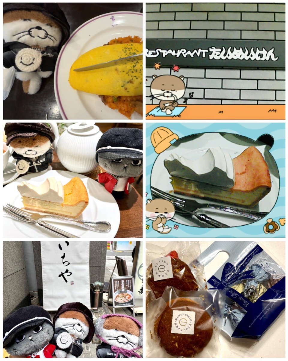 リウペンちゃんに聖地巡りに連れてって貰った😊✨ありがとうね🩵
たいめいけんさんでは、スタッフさんがダーリンやイヤーマフ、帽子にお声がけくださり、
HARBSさんでは「洋酒は大丈夫でしたか？」と注文から帰り際までお気遣いいただいた💕
いちやさんも丁寧な接客で全部ステキすぎ！
楽しかったよ✨