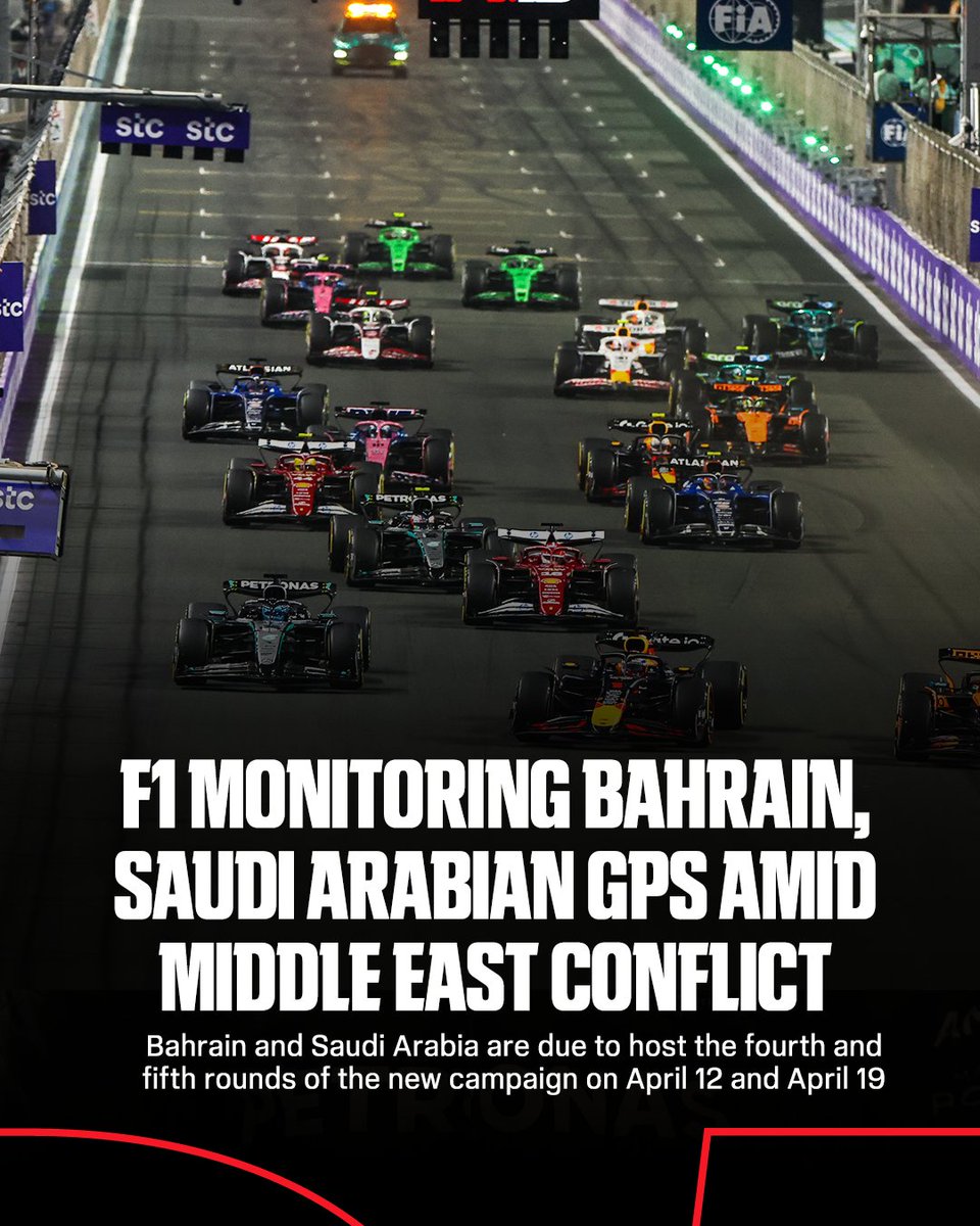 Formula 1 has said it is "closely monitoring" the situation in the Middle East ahead of upcoming races in Bahrain and Saudi Arabia