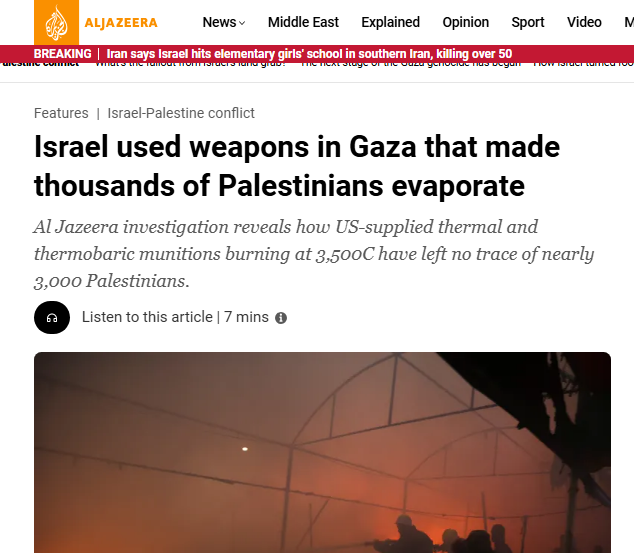 <a href="/omid/">Omid</a> There are no undisputed death #'s in Gaza. Israel Already levelled/burned out much of Gaza and in some cases used thermobaric weapons destroy human remains, making it impossible to count the number killed.