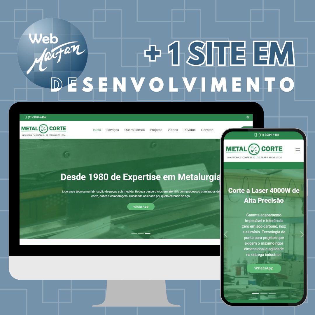 webmarfan's tweet photo. 🚀 Mais um projeto em desenvolvimento!

Estamos desenvolvendo o novo site profissional da Metal Corte, já com Otimização SEO aplicada desde a base do projeto. https://t.co/gXZiOw7wNy
