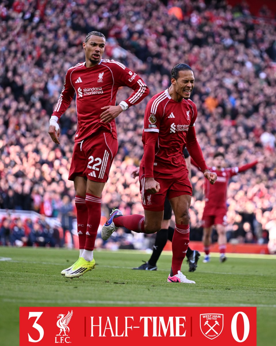 マカリスターのゴールで3-0 前半終了⚽️⚽️⚽️ #LIVWHU