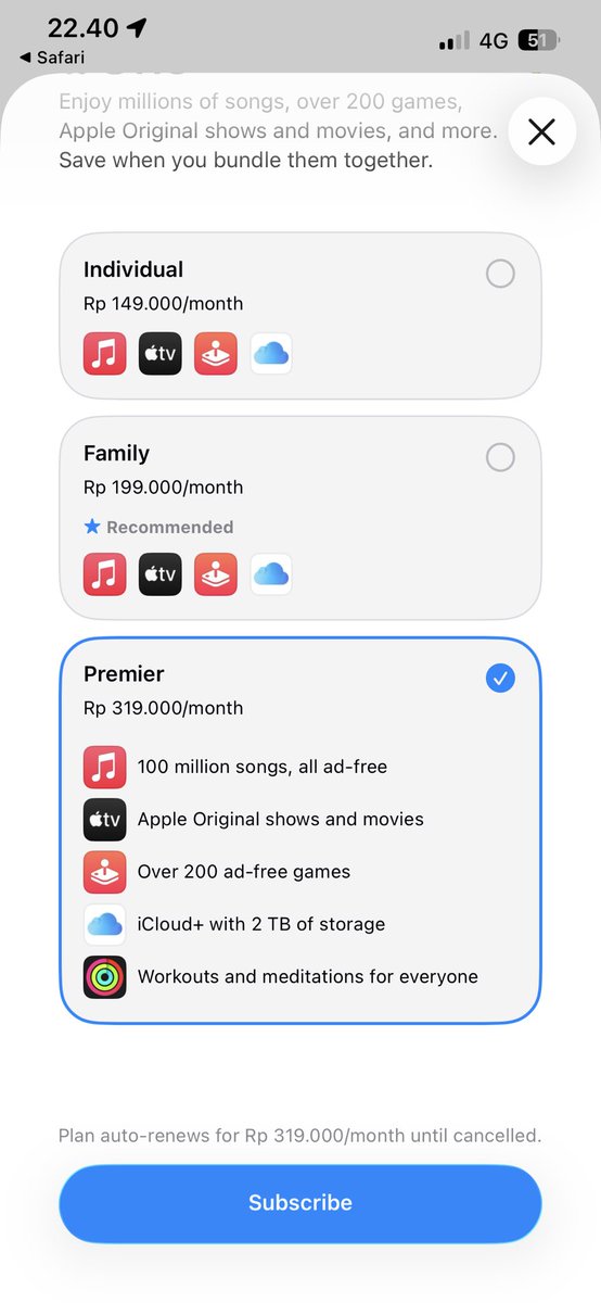 eonnienoodle's tweet photo. ada yang mau sharing apple one? masing-masing dapat 333gb icloud, 55k/ bulan

aku butuh 4 orang lagi, prefer yang mau long term #zonauang https://t.co/gh7EmgSxHb