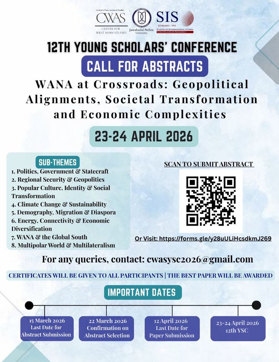 mak__pathan's tweet photo. @MuddassirQuamar 📌 Call for abstracts

For ease of reference: 

🔗 Submission link: https://t.co/aEXIZTx1yA 

🔗Detailed conference guidelines: https://t.co/Fb8RqYsJv9 

SFC Committee, (CWAS, JNU) https://t.co/2T33abkt5p