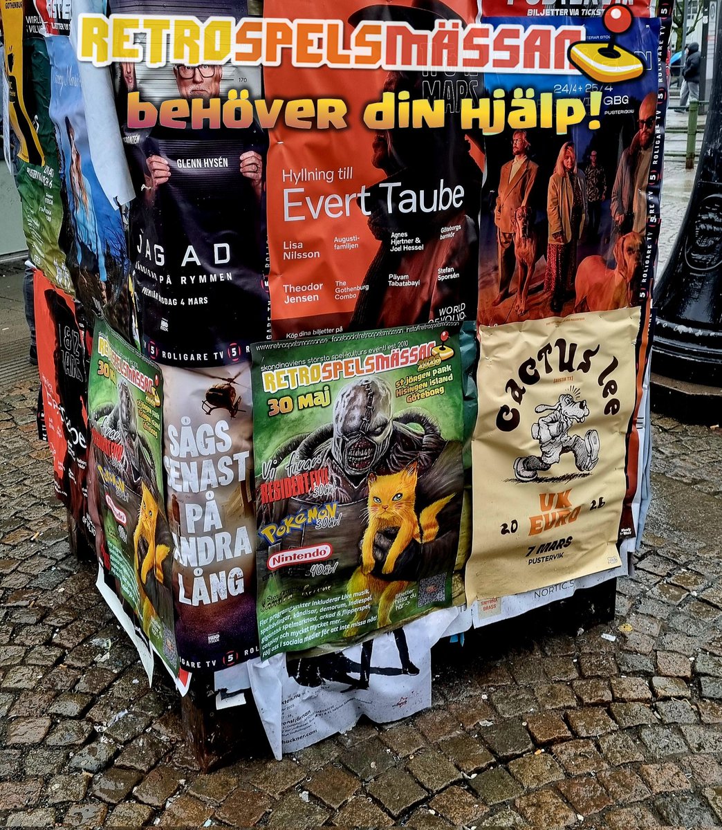 Vi behöver din hjälp!
Kan du tänka dig att sätta upp några affisher på din ort? Hör av dig till oss i pm 🤎✌️

#retrospelsmässan #residentevil #pokemon #nintendo