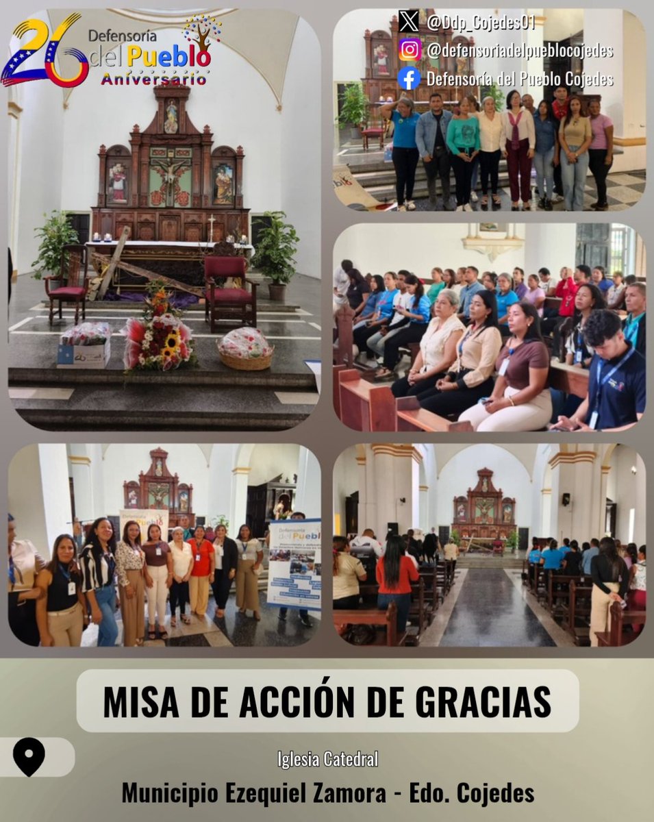 En el marco del 26 Aniversario de la Defensoría del Pueblo, la Defensora Delegada Abg Corina Lago y su equipo de trabajo participaron en la Misa Acción de Gracias efectuada en la Catedral de San Carlos.