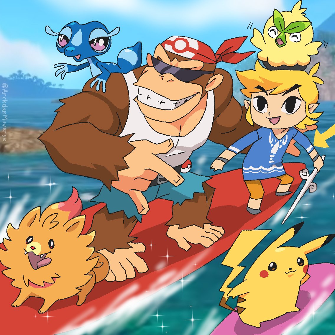 Hope Pokemon winds and waves are good. Riding the Wind and the waves with  Pombon, Gecqua, and Browt #PokemonWindsWaves #PokemonPresents #Pokemon30thAnniversary
