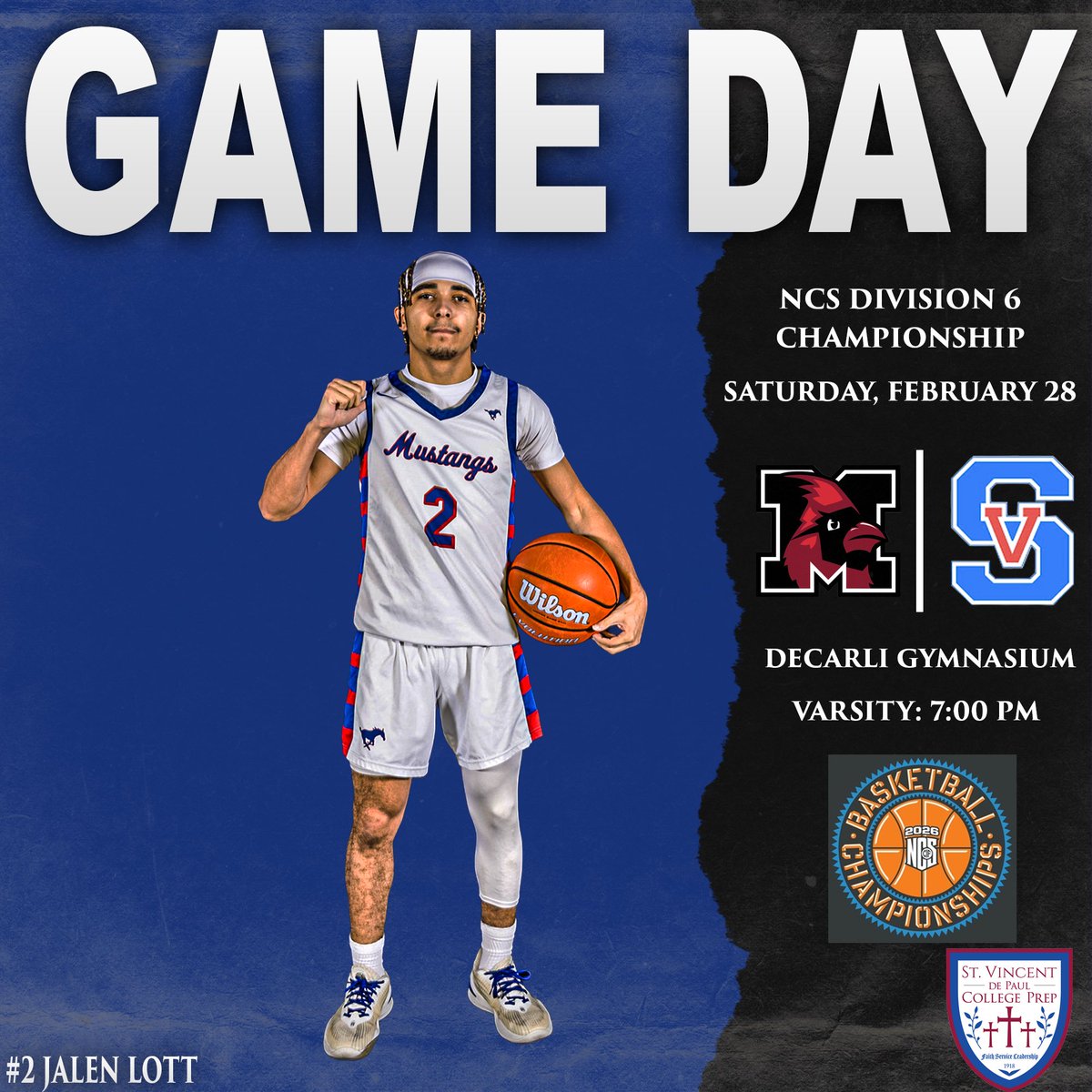 SVHSMensHoops's tweet image. 🏀 GAME DAY! 🏀

NCS Championship game day. We need SV packed, loud and proud tonight with our Mustang fans. Come out &amp;amp; support!

📍 DeCarli Gymnasium 
🗓 Saturday, February 28
⏰ Varsity: 7:00 PM
#GoMustangs🐴 #YourChoice
