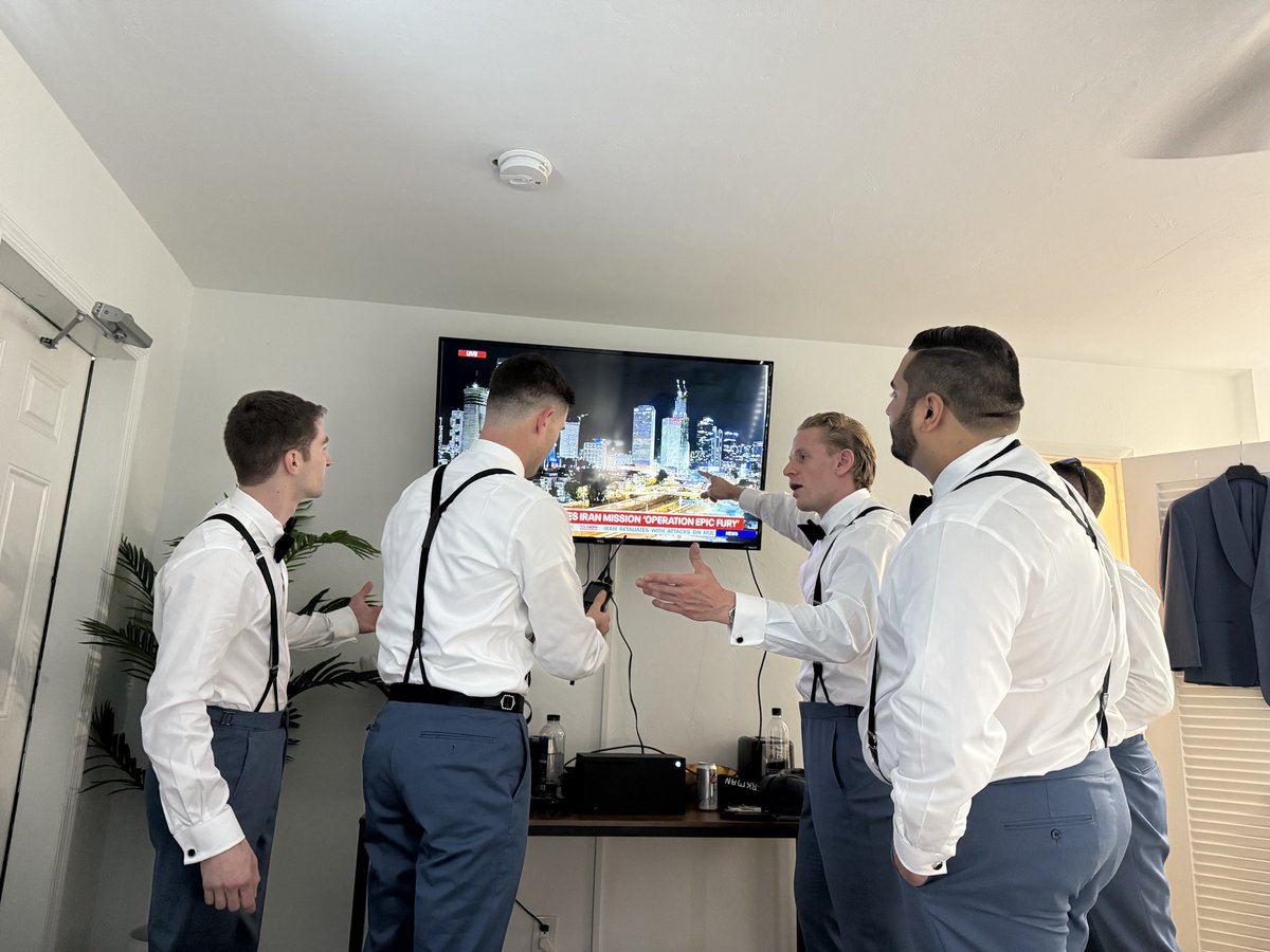 derekrstrauss's tweet photo. Update: Groomsman are monitoring the situation https://t.co/r0ObMZ66u8