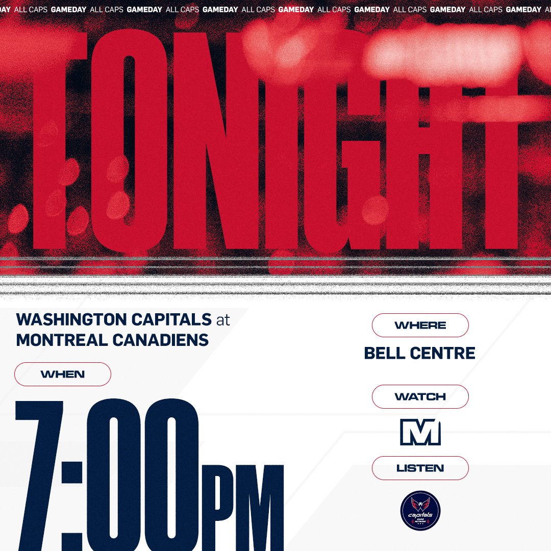 Capitals's tweet photo. Tonight. #CapsHabs

⏰ 7 PM
📺 @MonSportsNet 
💻 https://t.co/M7b8xGWzJb
📻 @CapitalsRadio 
📝 https://t.co/KoaIljjrqj https://t.co/UvW5DGGujL