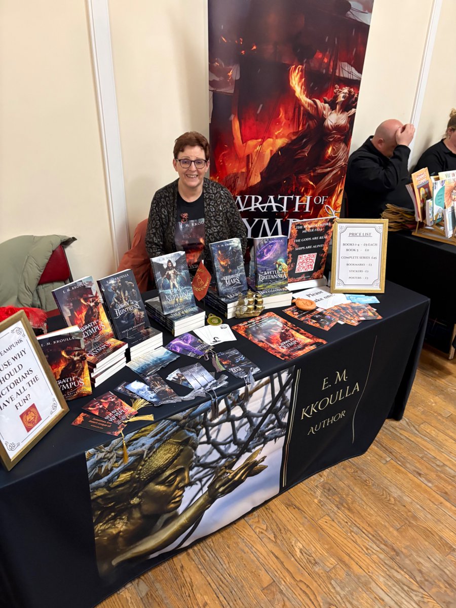 EKkoulla's tweet photo. Winding up at the book fair now. I’m very happy that people bought my books! Met some great authors as well. 😊 https://t.co/J8lMqYyqak