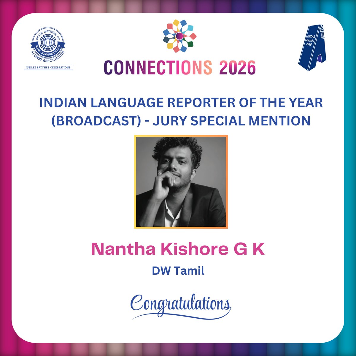 IIMCAA congratulates Mr. Nantha Kishore G K on winning the Jury Special Mention for Indian Language Reporter of the Year - (Broadcast) at the 10th IIMCAA Awards.  

<a href="/nantha_kishore/">Nantha Kishore</a> #IIMCAA #IIMCAAAwards2026
