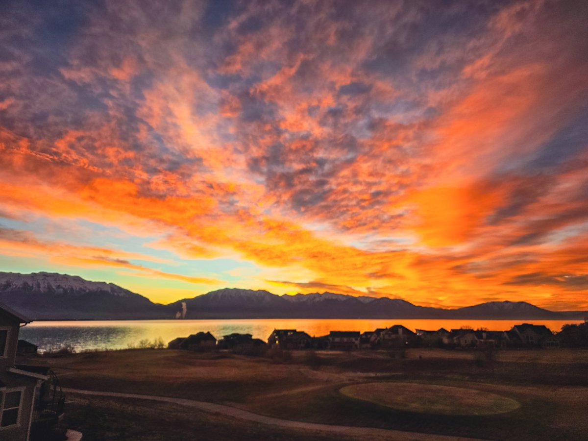 Dawn over Utah Lake and the Wasatch Mountains this morning.