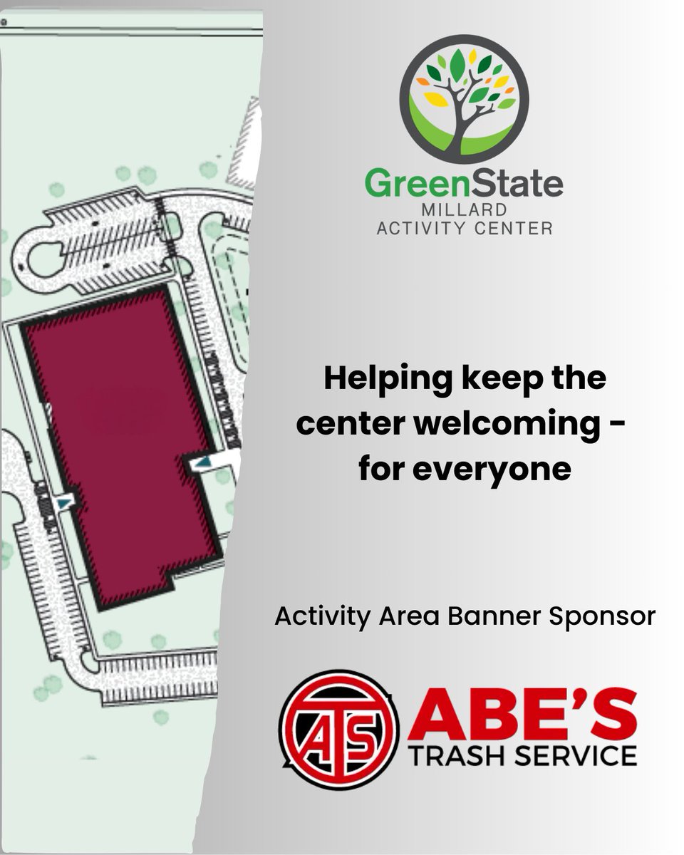 greenstatemac's tweet photo. We’re excited to welcome Abe’s Trash Service as an Activity Area Banner Sponsor at the GreenState Millard Activity Center!

Local businesses play an important role in bringing this project to life, and partners like Abe’s Trash Service help make our spaces welcoming for the thousands of students, athletes, and families who will use the center each year.

Their support reflects a shared commitment to the Millard community and to creating a place where people can gather, stay active, and connect.

We’re grateful to have Abe’s Trash Service as part of the GreenState Millard Activity Center family.

Thank you for supporting Millard!

#greenstatemillardactivitycenter #mpsfoundation