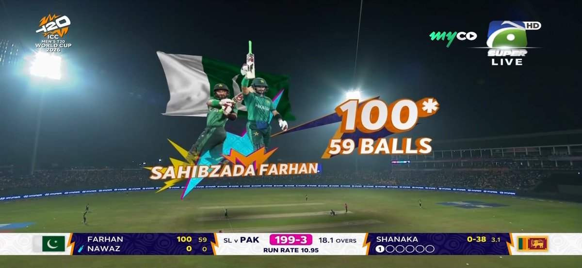 solayman_asif's tweet photo. Excellent historical century by Farhan, but #pakistan is 14 runs short, which have to regret #SLvsPAK #T20WorldCup2026 https://t.co/ym5J2RPXV1