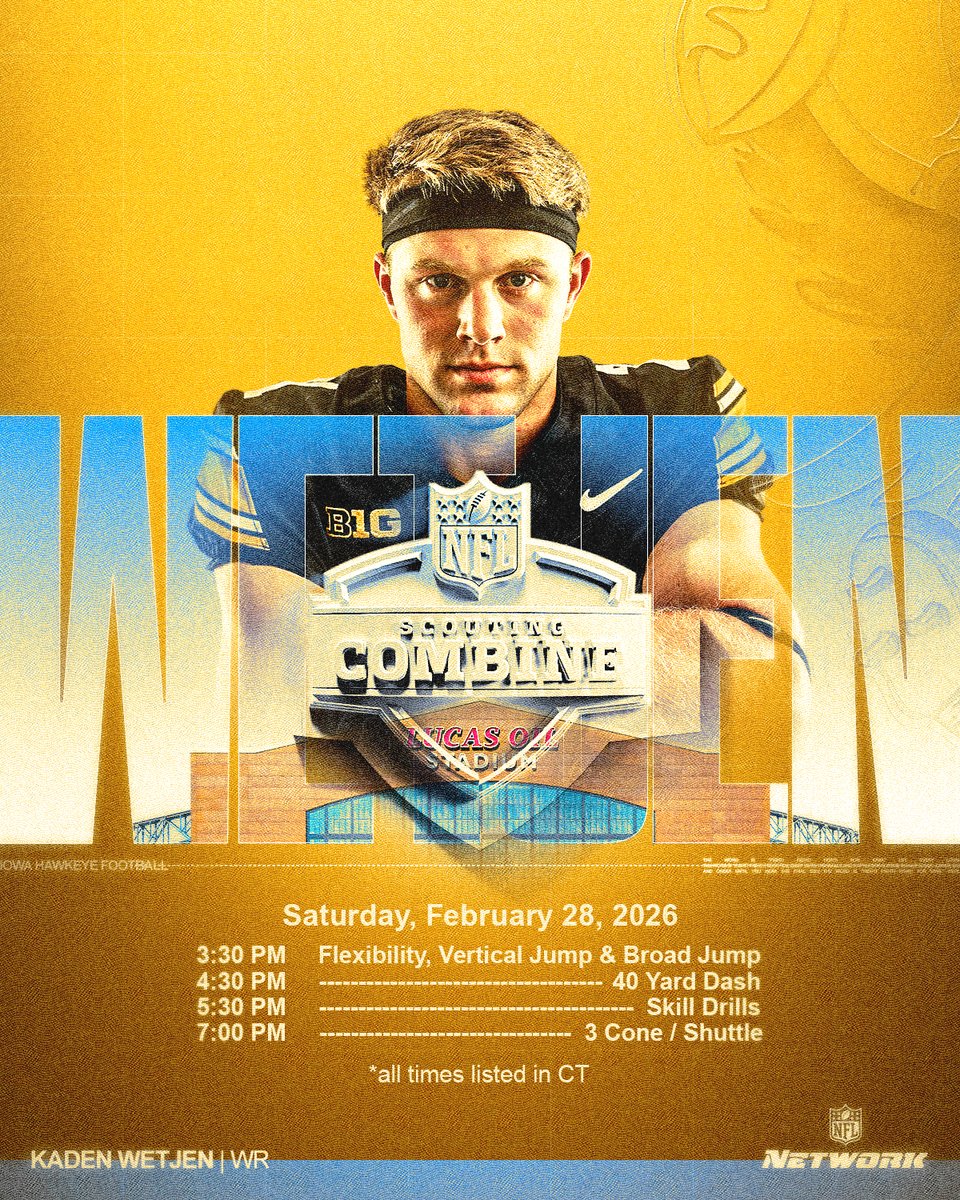 HawkeyeFootball's tweet image. Ready to show out 💪

@WetjenKaden 

📺 #NFLCombine on @nflnetwork